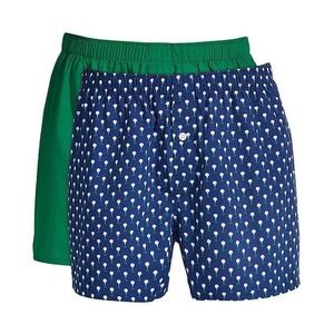 Club Room Boxers Mens 2-Pack Golf Print & Solid Cotton Underwear Navy Green XXL